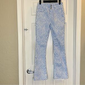 VIP Blue Swirl Disco Flare Jeans Size 3/4
